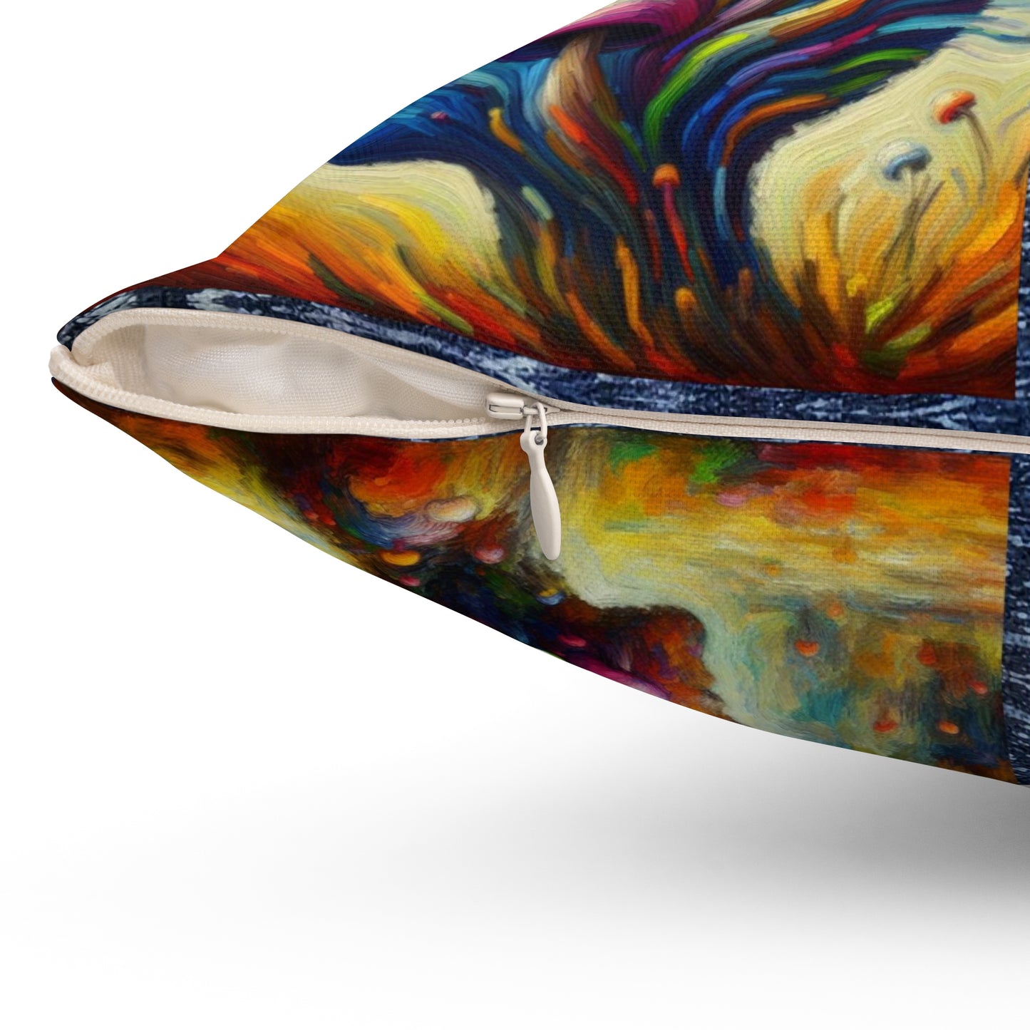 “Head of Mushrooms – Impressionism Style” Indoor Square Accent Pillow - Multiple Sizes