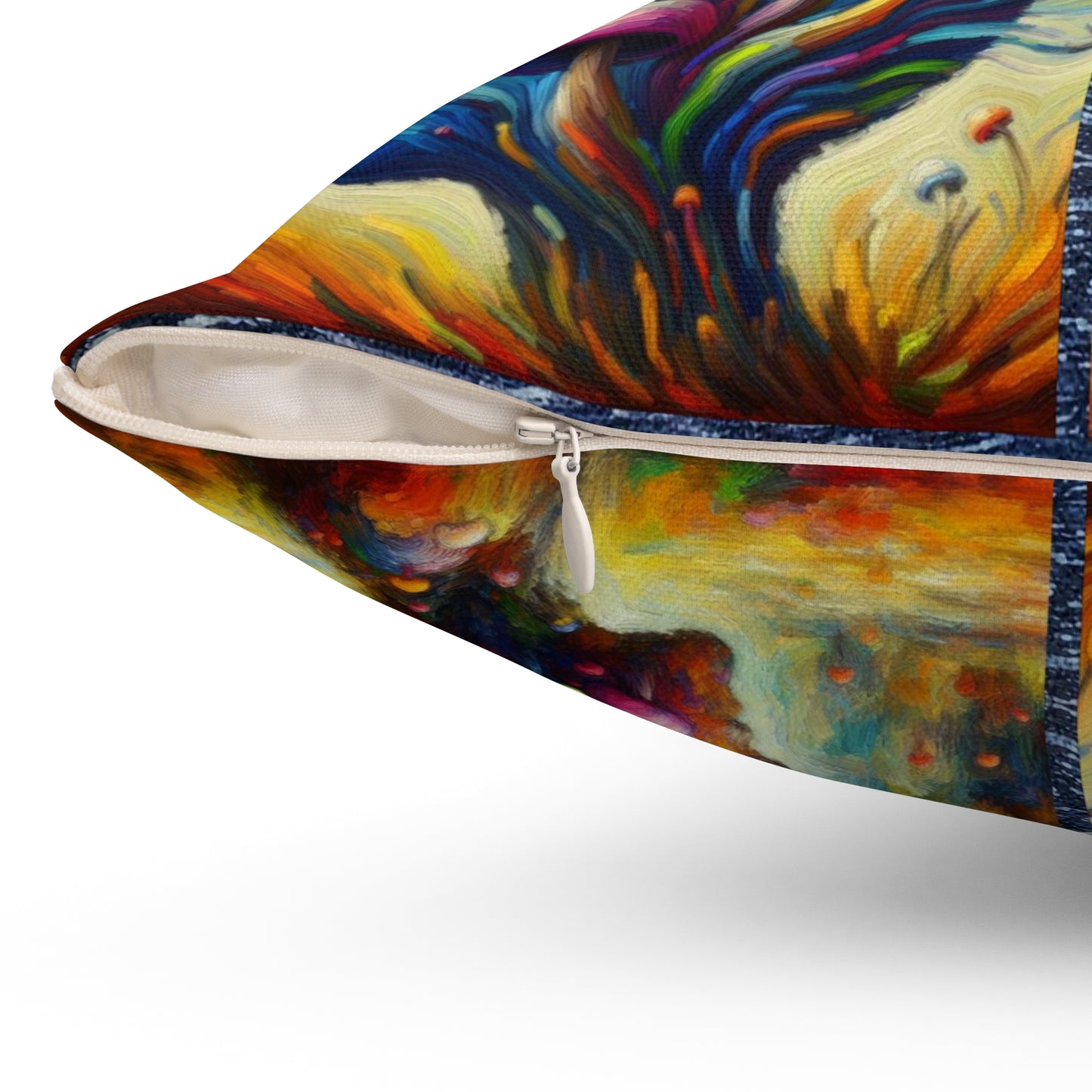 “Head of Mushrooms – Impressionism Style” Indoor Square Accent Pillow - Multiple Sizes