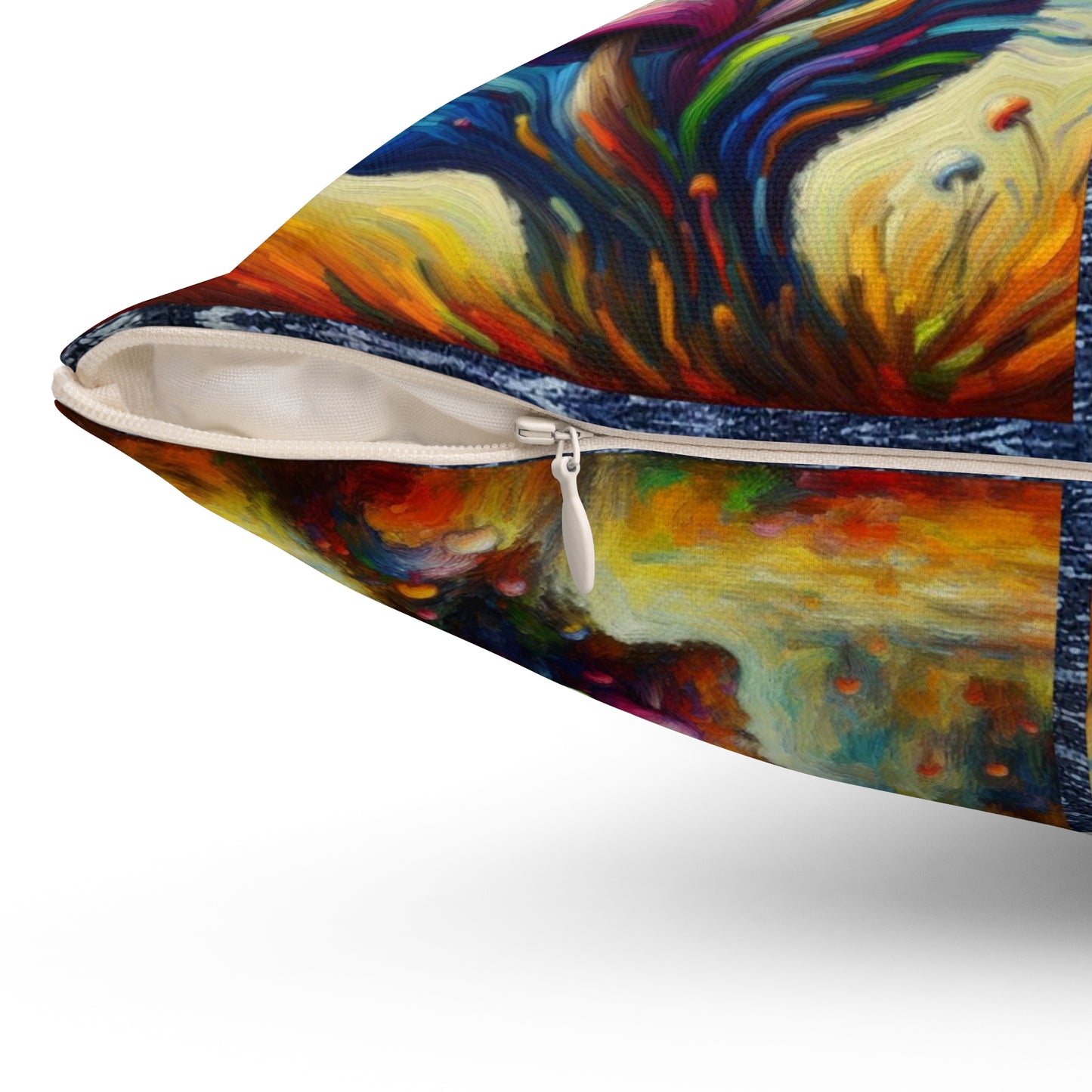 “Head of Mushrooms – Impressionism Style” Indoor Square Accent Pillow - Multiple Sizes