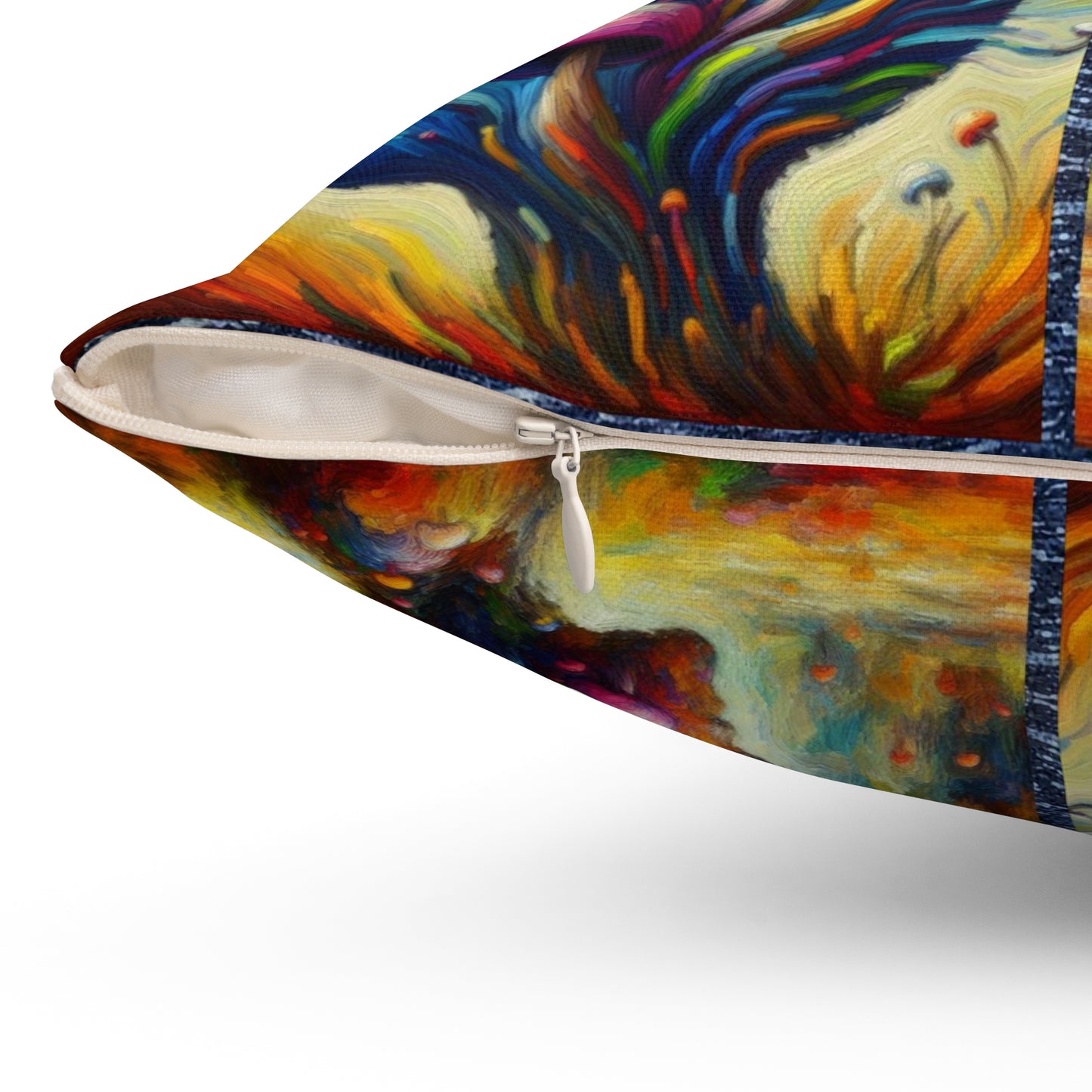 “Head of Mushrooms – Impressionism Style” Indoor Square Accent Pillow - Multiple Sizes